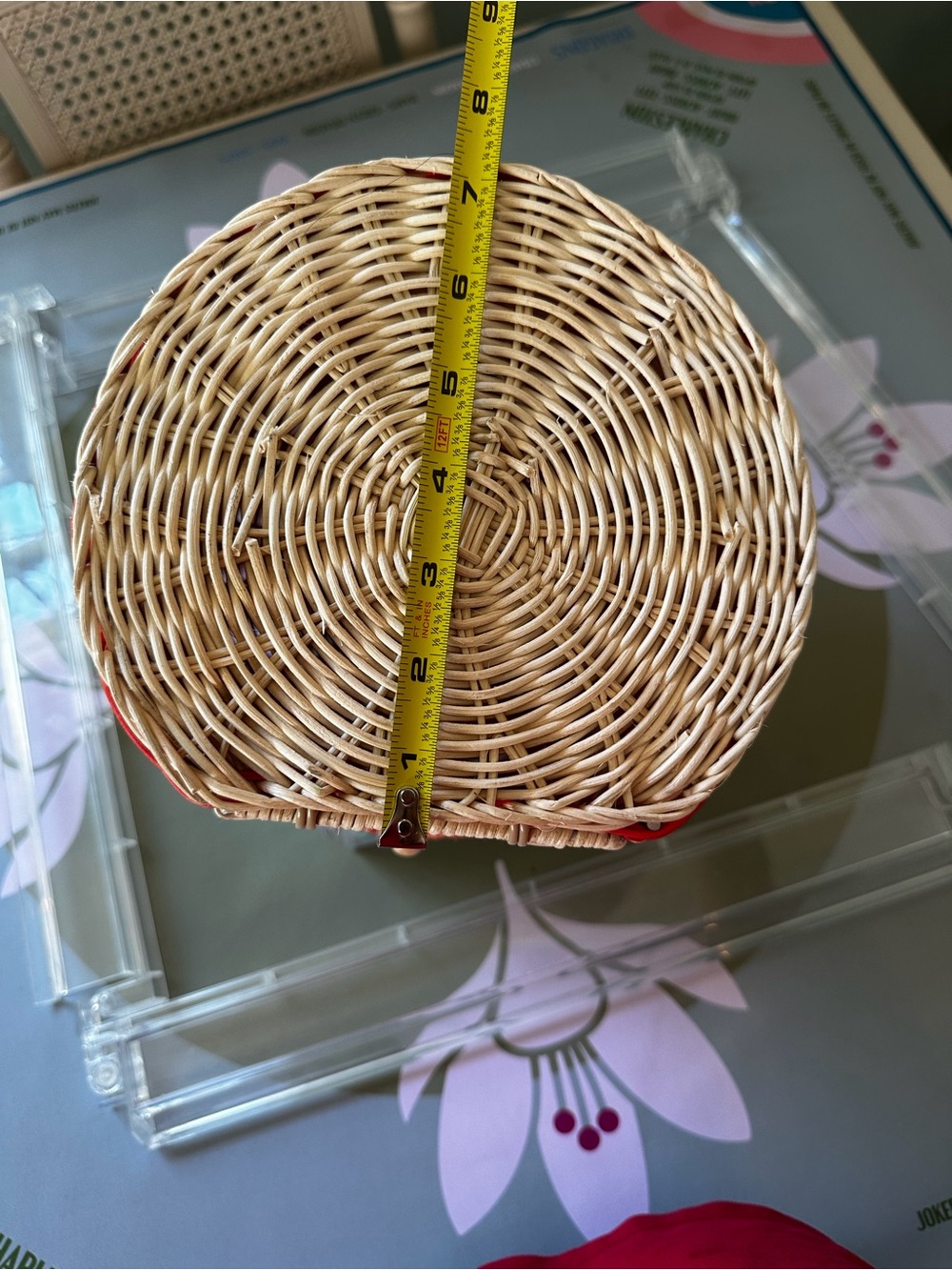 Handwoven Pink & Wicker Novelty Handbag - Picture 11 of 11